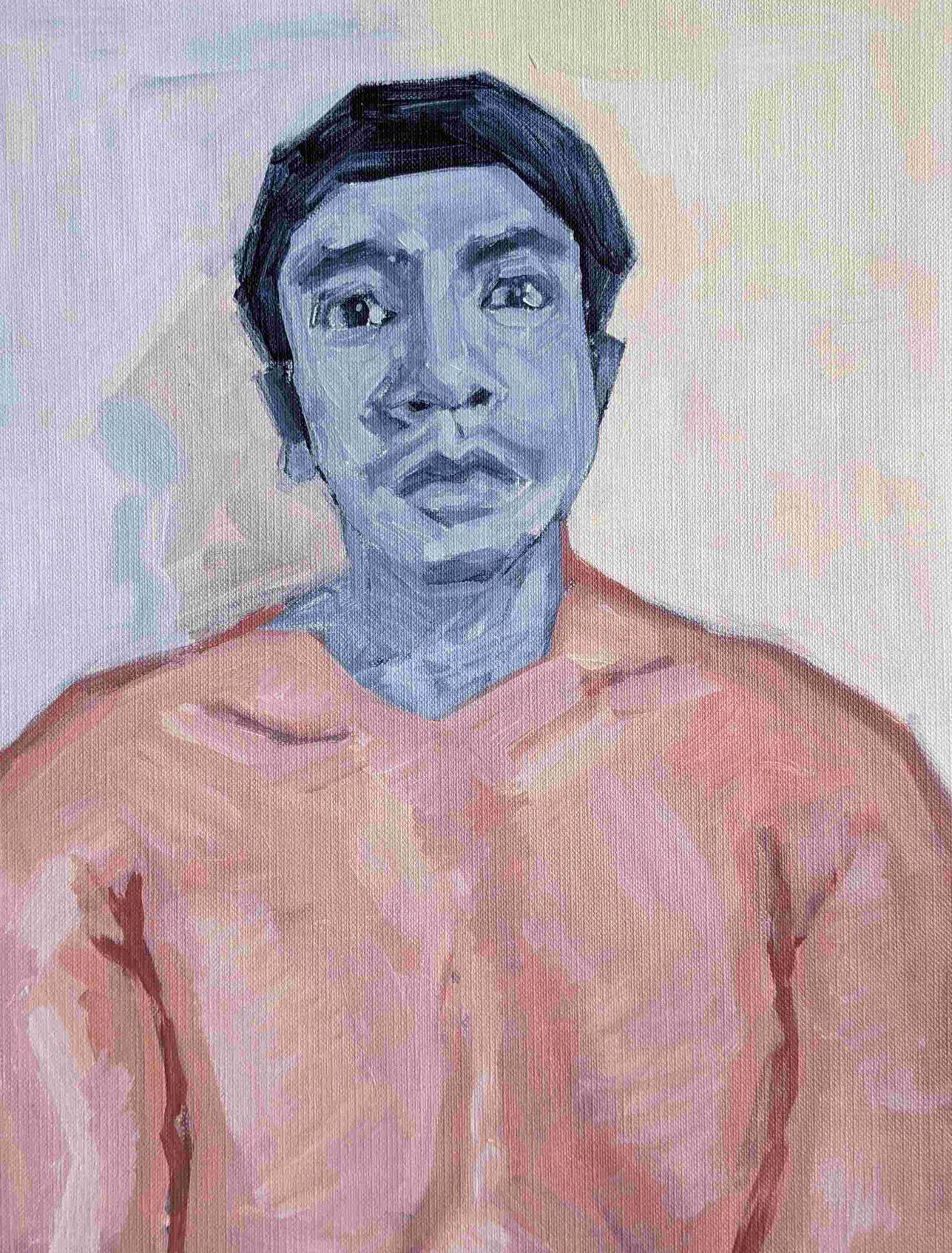 Acrylic painting of a portrait of a man.
