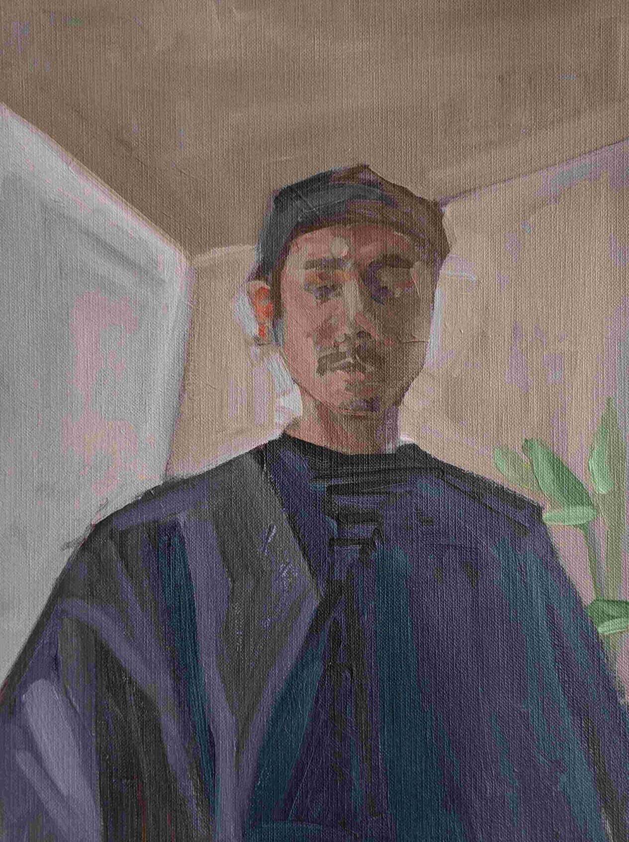 Acrylic painting of a man.
